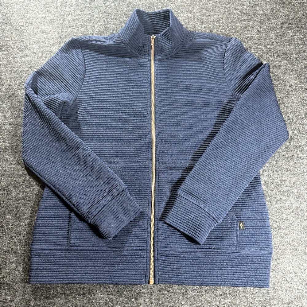 Skechers Hoodless Hoodie Jacket Womens Small Blue Full Zip Rose Gold Zipper